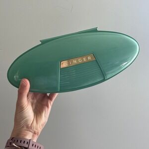 Vtg Singer Automatic Buttonholer Slant Shank Green Clamshell Case 1970s Retro